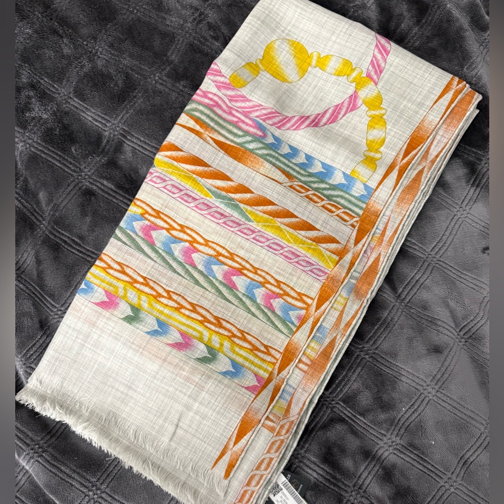 Hermes robe du soir rectangle 100% light cashmere NWT